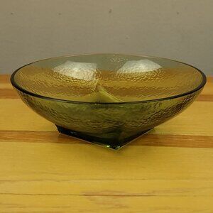 Vintage MCM Hazel Atlas Avacado Green 6in‎ Peppblestone Textured Bowl Footed